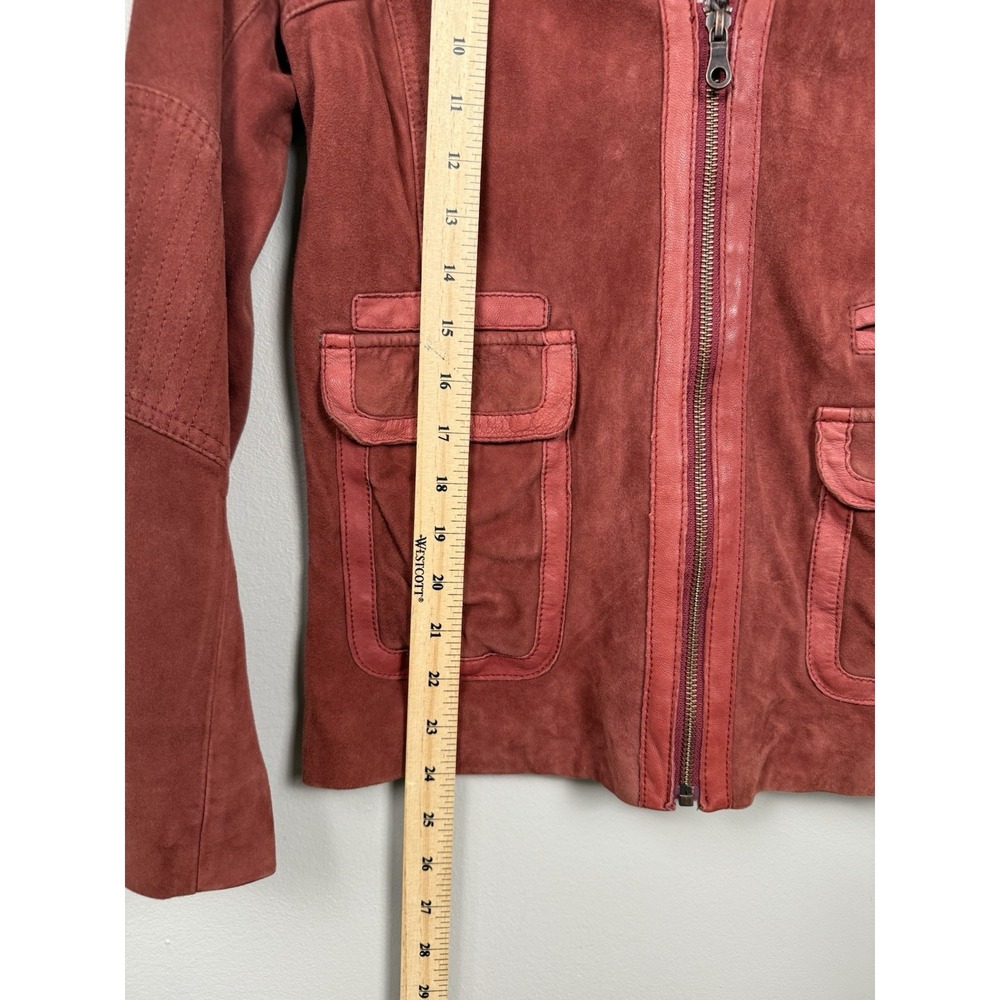 Vintage The Territory Ahead Red Suede Leather Jacket XS Boho Western Retro‎ Y2K - Picture 15 of 15